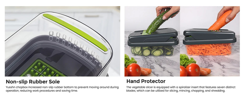 Vegetable Chopper, 16-in-1 Multifunctional Food Chopper, Professional Onion Chopper, Vegetable Cutter with Container