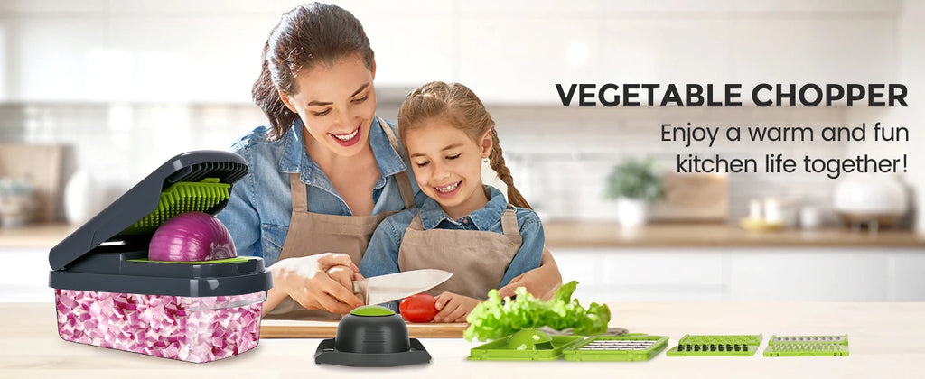 Vegetable Chopper, 16-in-1 Multifunctional Food Chopper, Professional Onion Chopper, Vegetable Cutter with Container